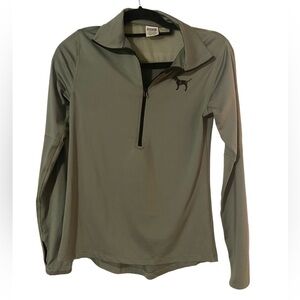 NWOT PINK Quarter-Zip Pullover in Olive Green
